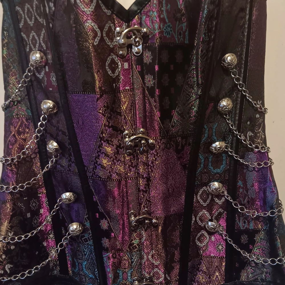 Women's Patchwork Corset Top with Chains